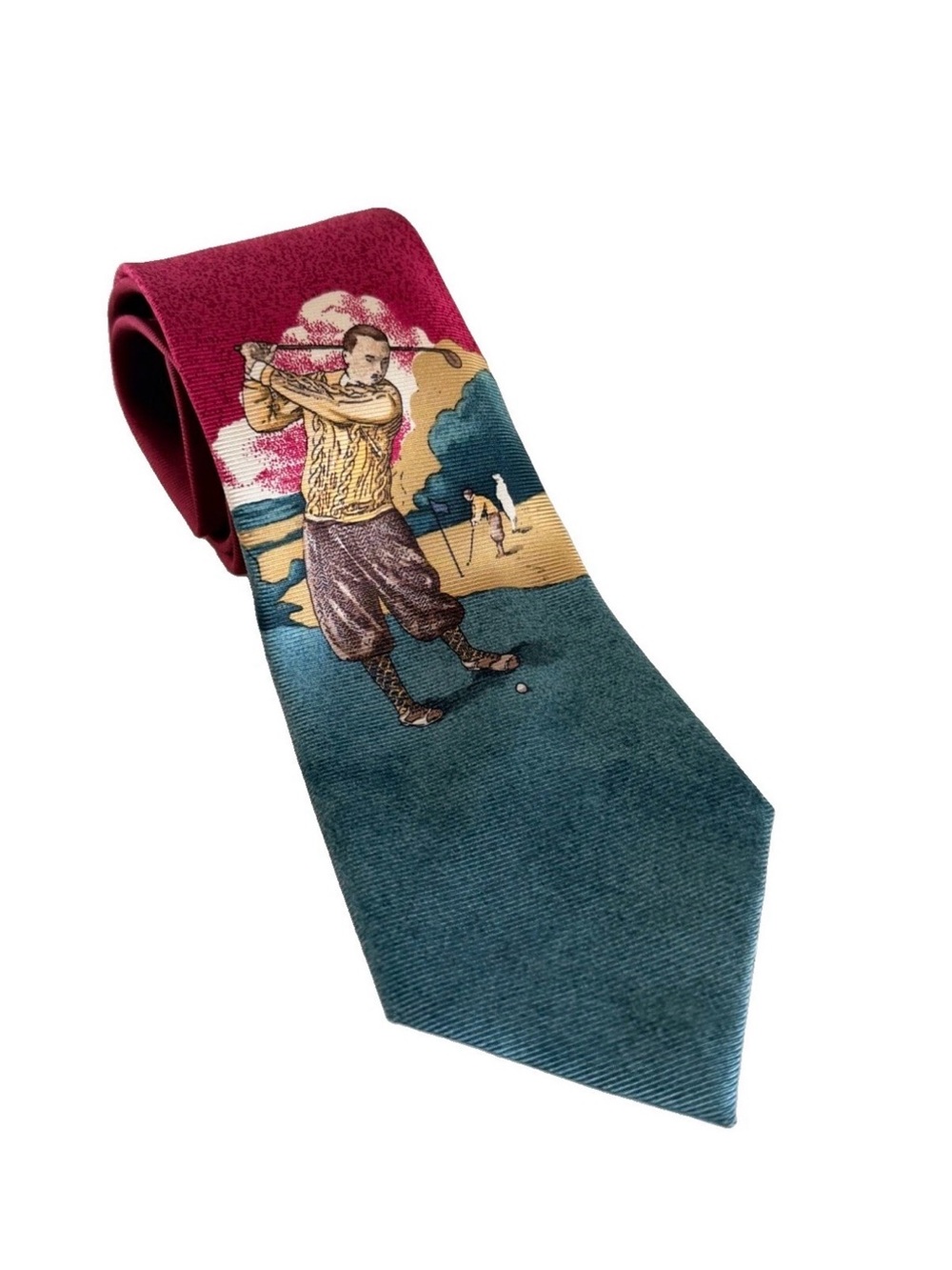 Vintage Polo Ralph Lauren For Nordstrom Silk Golf Tie Handmade USA Retro Golfer